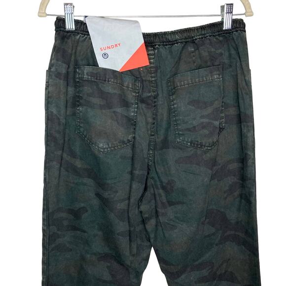 NWT Sundry Camo Utility Trousers Cargo Straight Leg Pants Drawstring Sz 3 Large - Picture 8 of 16